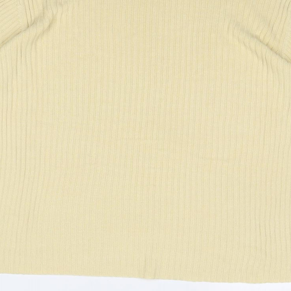 St Michael Womens Yellow Roll Neck Silk Pullover Jumper Size 14