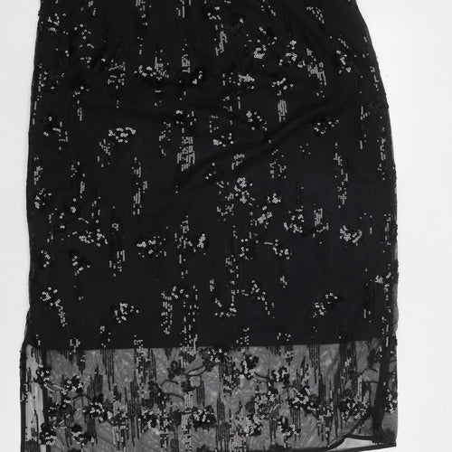 Marks and Spencer Womens Black Geometric Polyester A-Line Skirt Size 20