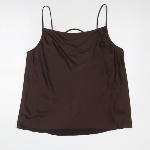 Marks and Spencer Womens Brown Polyester Camisole Tank Size 22 Cowl Neck
