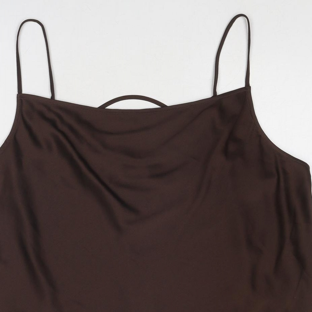 Marks and Spencer Womens Brown Polyester Camisole Tank Size 22 Cowl Neck