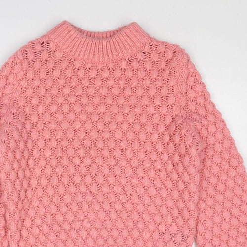 H&M Womens Pink Round Neck Acrylic Pullover Jumper Size XS