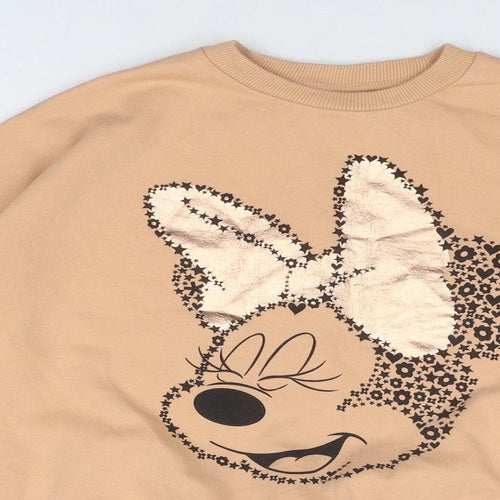 Disney Girls Beige Cotton Pullover Sweatshirt Size 10-11 Years Pullover - Minnie Mouse