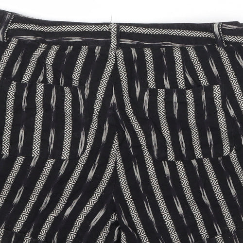 White Stuff Womens Black Striped 100% Cotton Basic Shorts Size 10 Regular Zip