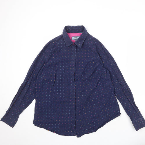 Hawes & Curtis Womens Blue Geometric 100% Cotton Basic Button-Up Size 18 Collared