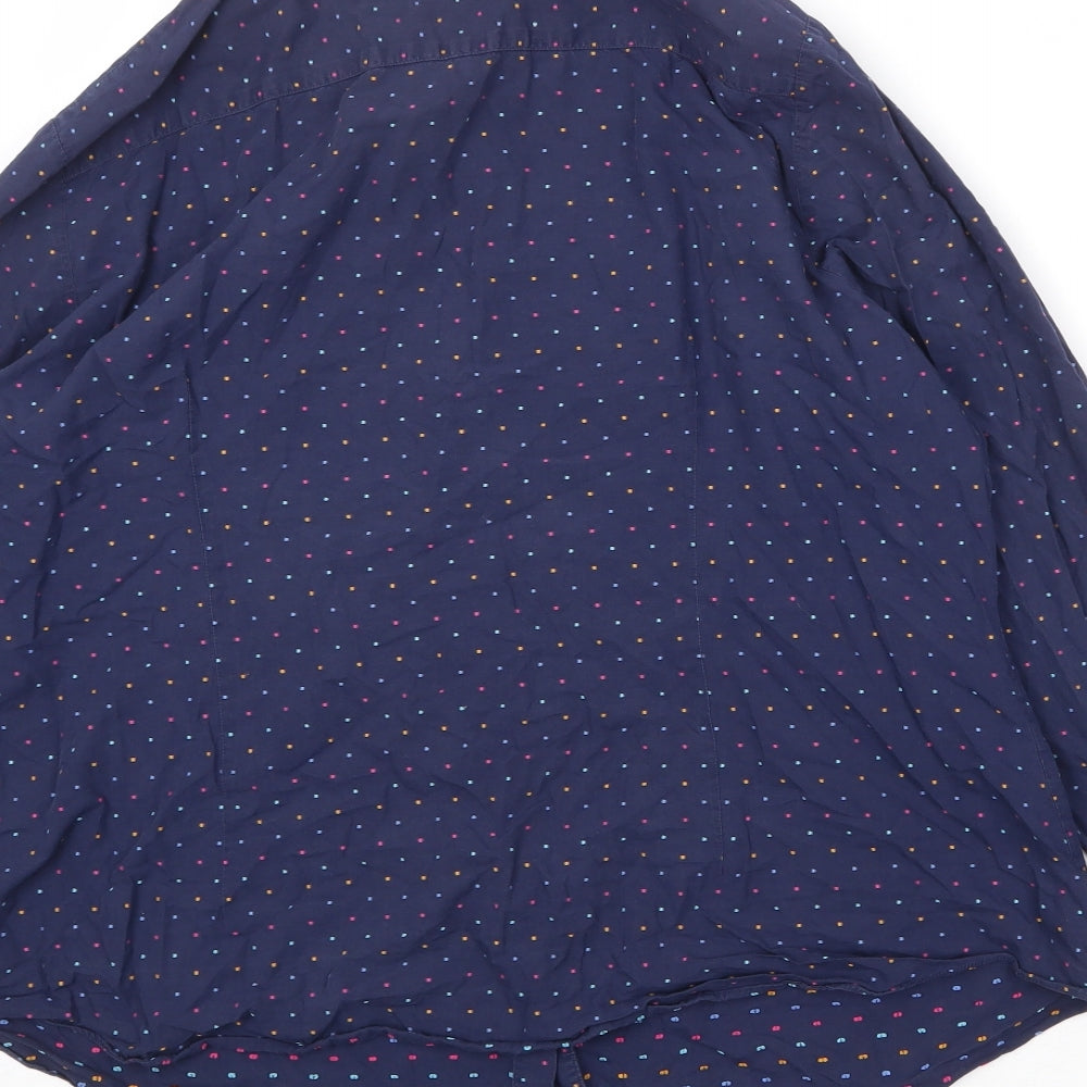 Hawes & Curtis Womens Blue Geometric 100% Cotton Basic Button-Up Size 18 Collared
