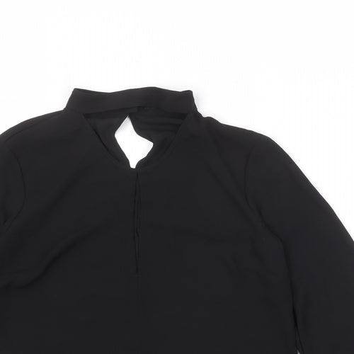 Karen Millen Womens Black Polyester Basic Blouse Size 8 Round Neck