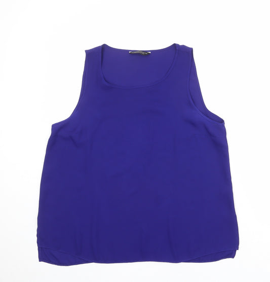 Dorothy Perkins Womens Blue Polyester Basic Tank Size 16 Scoop Neck