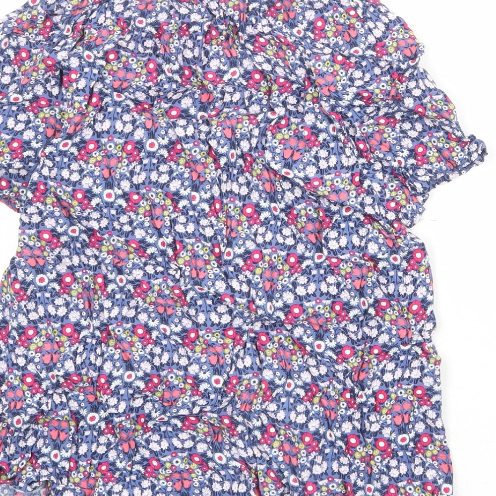 John Lewis Womens Multicoloured Floral Viscose Basic Blouse Size 10 V-Neck
