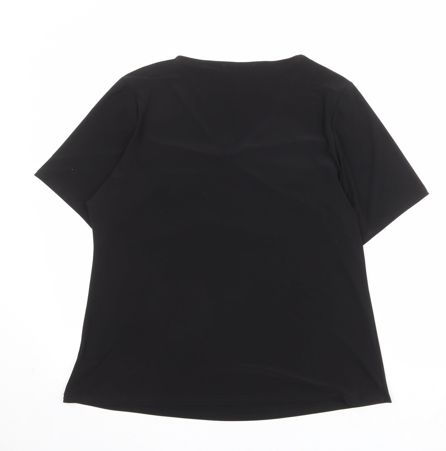 BASSINI Womens Black Polyester Basic Blouse Size 20 V-Neck