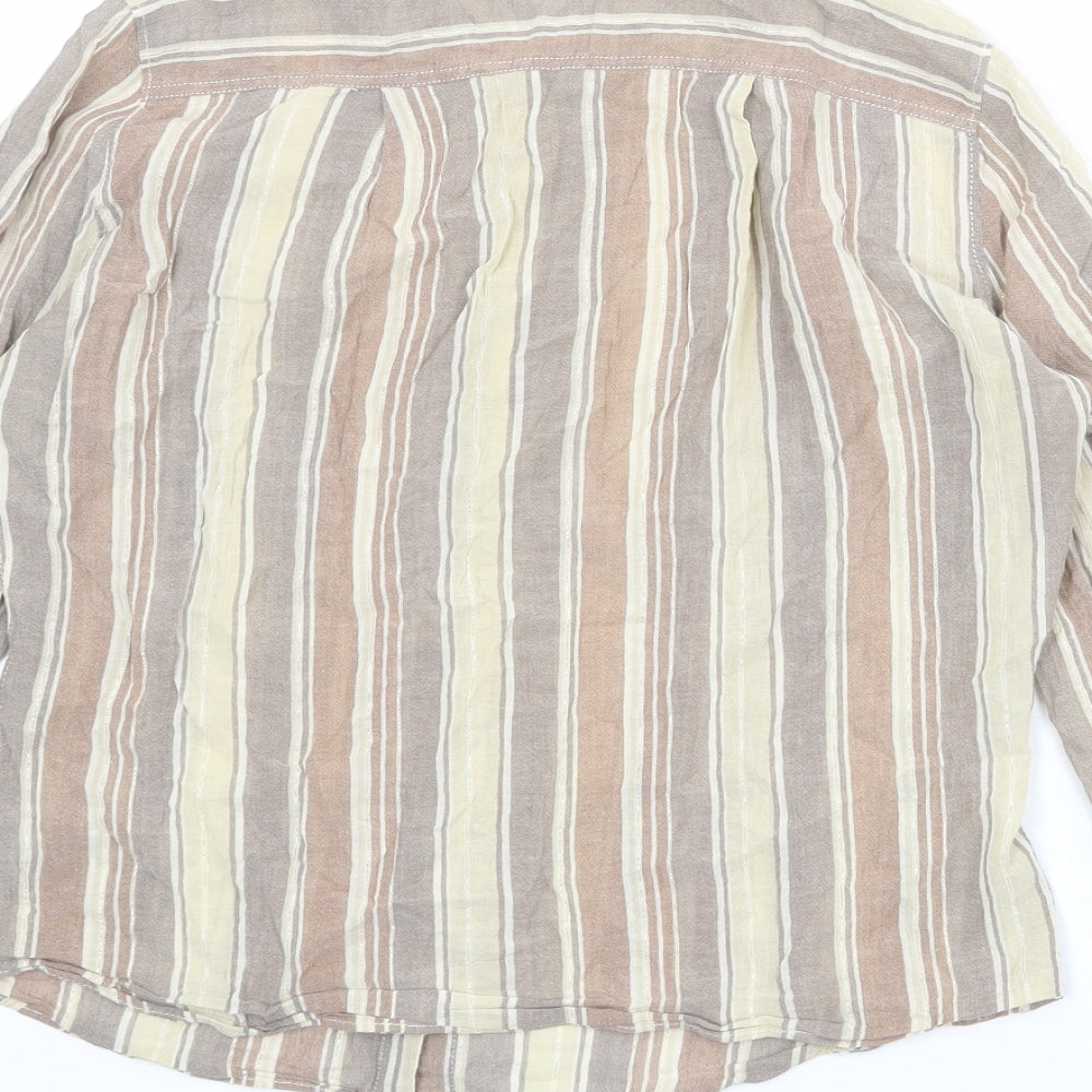 Marks and Spencer Womens Multicoloured Striped Cotton Basic Button-Up Size 10 Collared