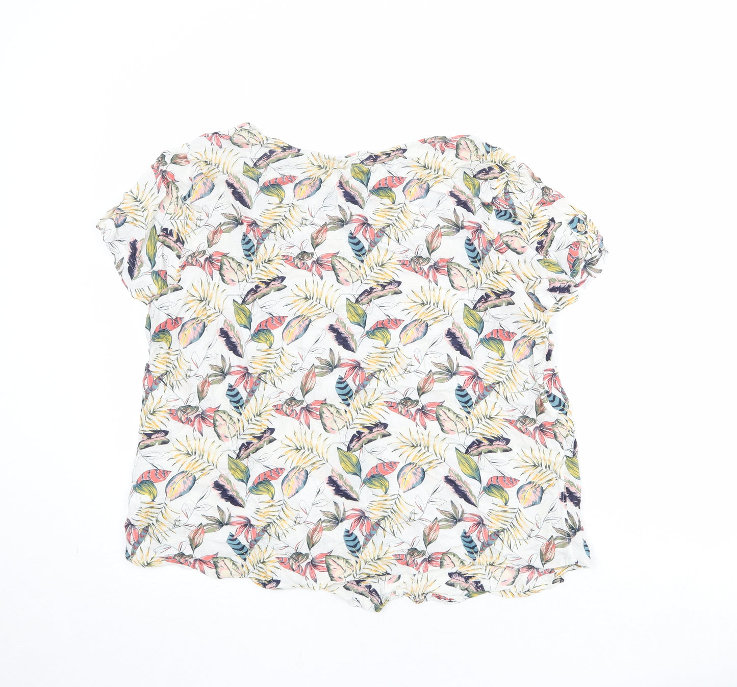 Roman Womens Multicoloured Geometric Viscose Basic T-Shirt Size 18 Boat Neck - Leaf Pattern