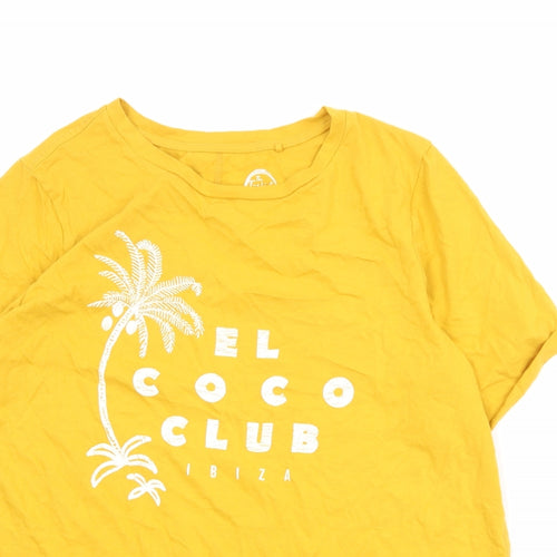 NEXT Womens Orange 100% Cotton Basic T-Shirt Size 18 Round Neck - Palm Tree