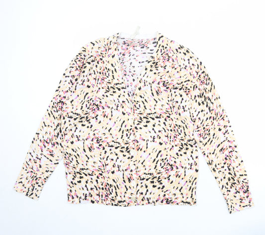 Wishbone Womens Multicoloured V-Neck Geometric Cotton Cardigan Jumper Size M