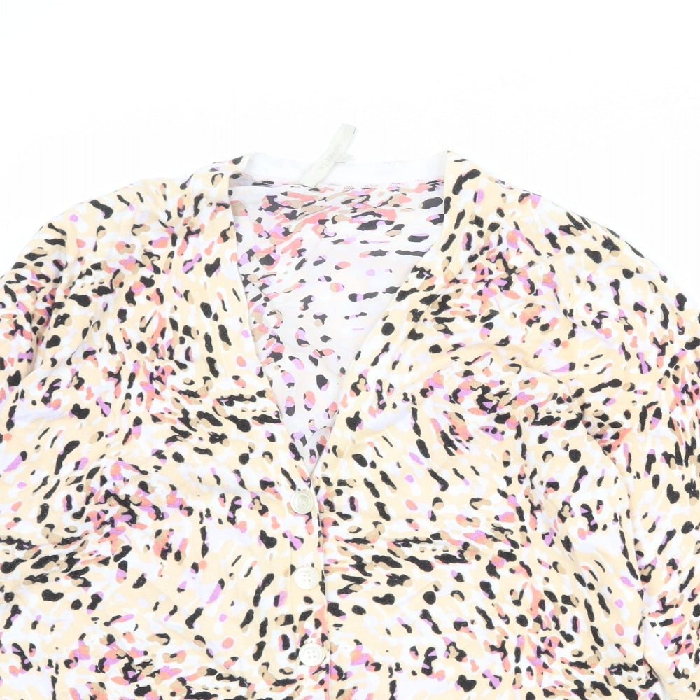 Wishbone Womens Multicoloured V-Neck Geometric Cotton Cardigan Jumper Size M