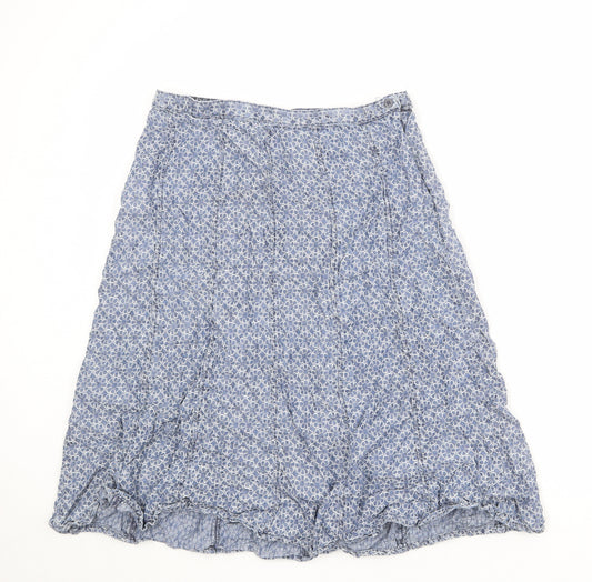Marks and Spencer Womens Blue Geometric Lyocell Swing Skirt Size 14