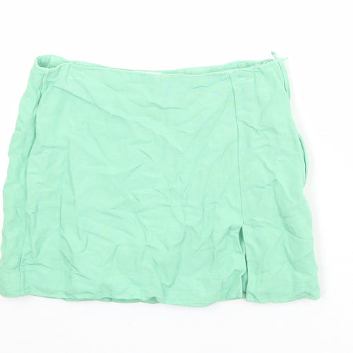H&M Womens Green Viscose Mini Skirt Size 12 Zip
