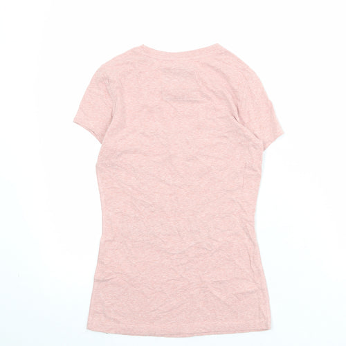 Superdry Womens Pink Polyester Basic T-Shirt Size 8 Round Neck