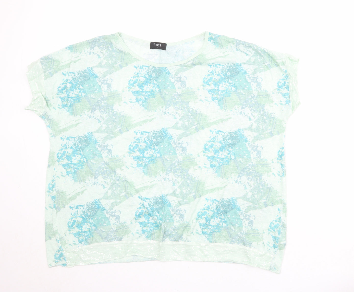 Klass Womens Multicoloured Geometric Cotton Basic T-Shirt Size 12 Round Neck