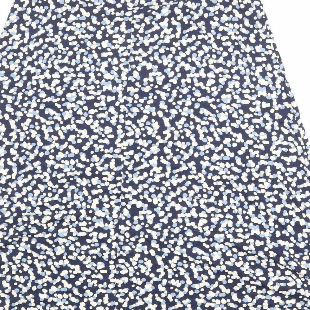 Marks and Spencer Womens Blue Geometric Viscose Swing Skirt Size 16