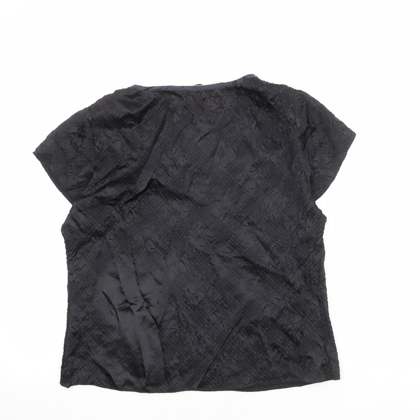 Dunnes Stores Womens Black Polyester Basic T-Shirt Size 16 V-Neck