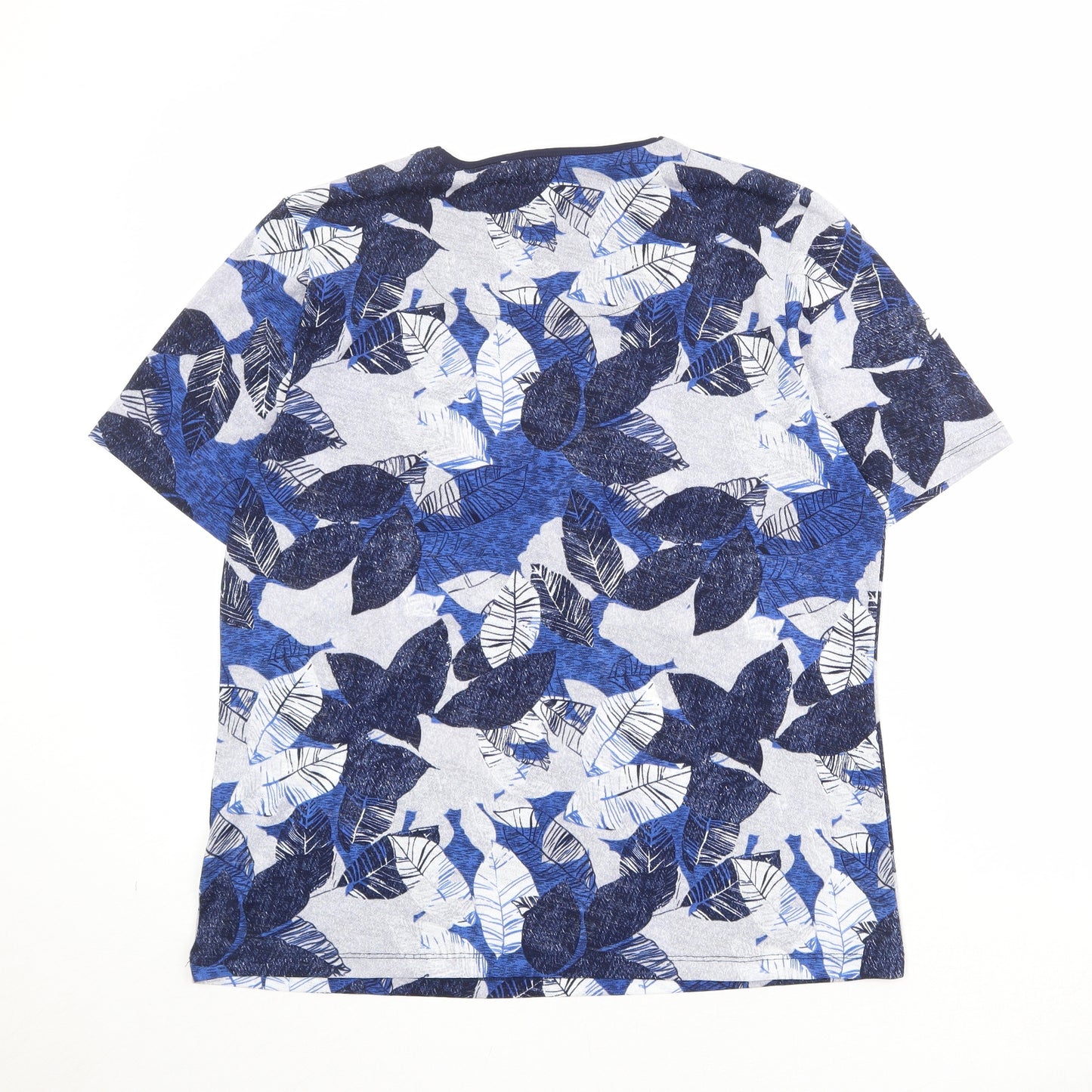 TIGI Womens Blue Geometric Polyester Basic T-Shirt Size 18 Square Neck - Leaf Print Size 18/20