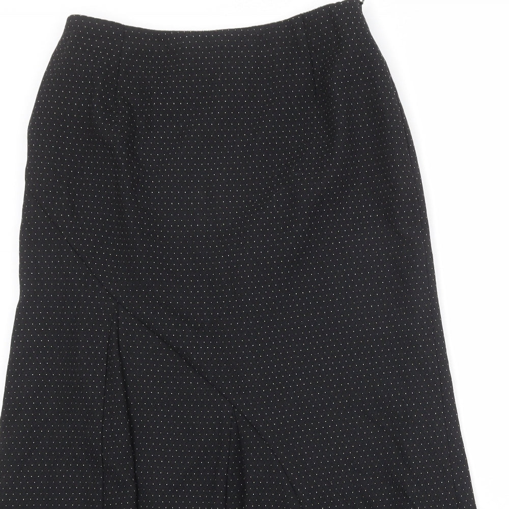 Alex & Co Womens Black Polka Dot Polyester Swing Skirt Size 10 Zip