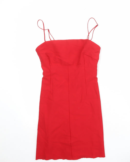 Silence + Noise Womens Red Rayon Slip Dress Size M Square Neck Pullover