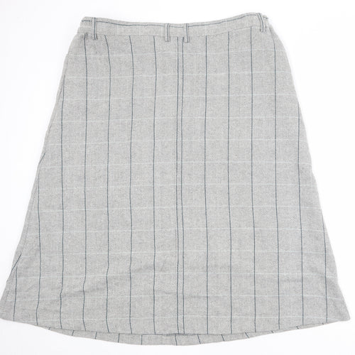 Cotton Traders Womens Grey Geometric Polyester A-Line Skirt Size 22 Zip