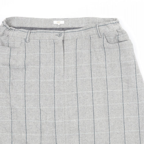 Cotton Traders Womens Grey Geometric Polyester A-Line Skirt Size 22 Zip