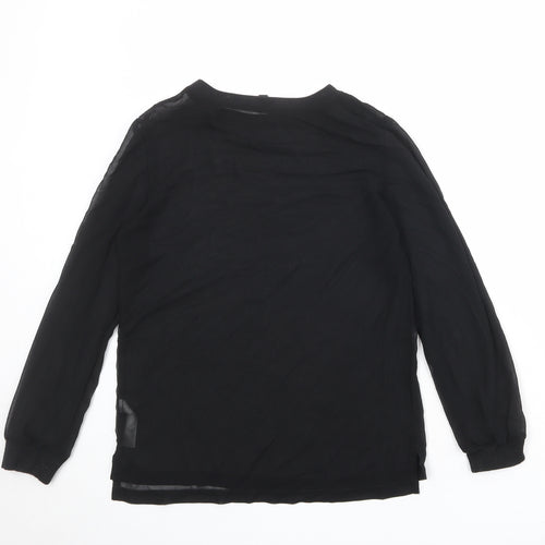 Topshop Womens Black Polyester Basic T-Shirt Size 8 Round Neck