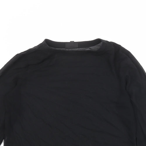 Topshop Womens Black Polyester Basic T-Shirt Size 8 Round Neck