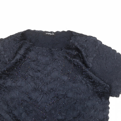 Molly Jo Womens Black Polyester Basic T-Shirt Size M Round Neck