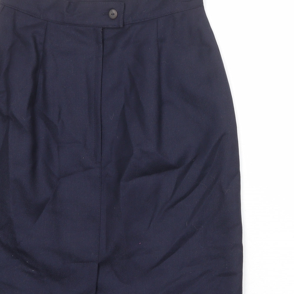 Henry White Womens Blue Wool A-Line Skirt Size 12 Zip