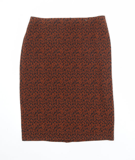 Bonmarché Womens Brown Geometric Polyester A-Line Skirt Size 14
