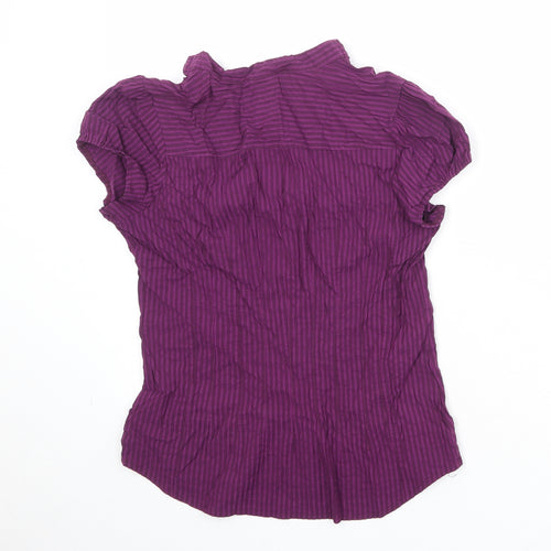 H&M Womens Purple Striped Viscose Basic Blouse Size 18 V-Neck