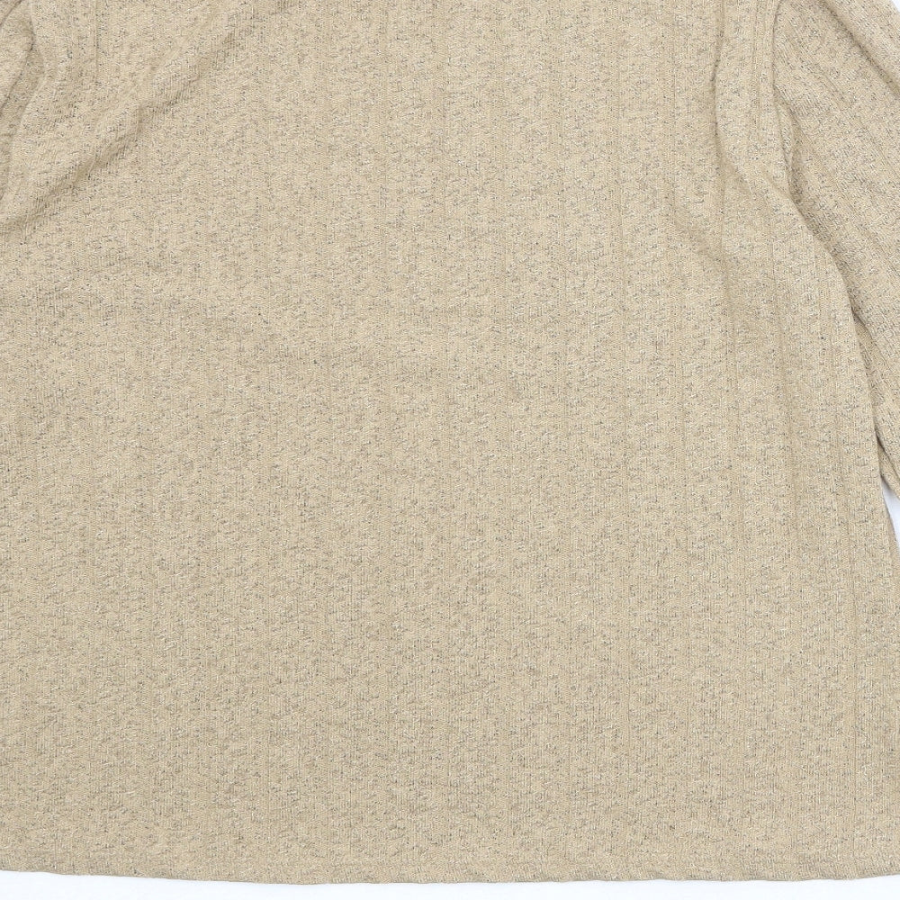 Marks and Spencer Womens Beige Polyester Basic T-Shirt Size 14 Boat Neck