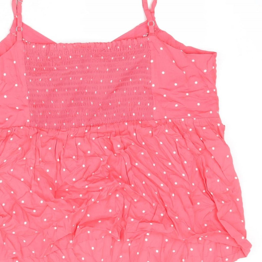 Marks and Spencer Womens Pink Polka Dot Polyester Camisole Tank Size 16 V-Neck - Shirred Back