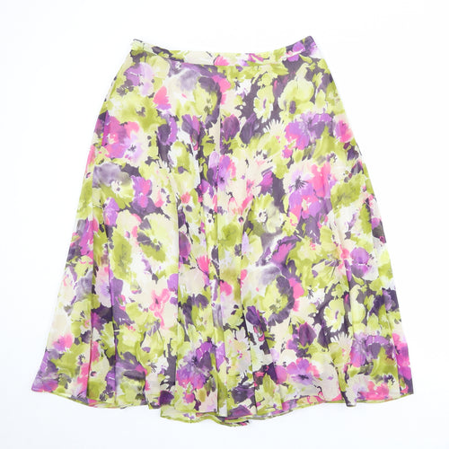 CC Womens Multicoloured Floral Polyester Swing Skirt Size 12 Zip