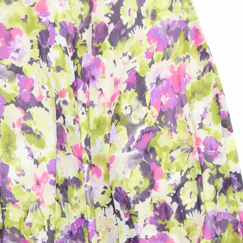 CC Womens Multicoloured Floral Polyester Swing Skirt Size 12 Zip