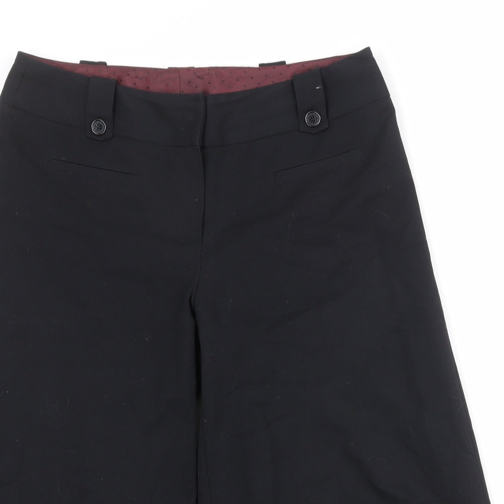 NEXT Womens Black Cotton Trousers Size 12 Regular Zip