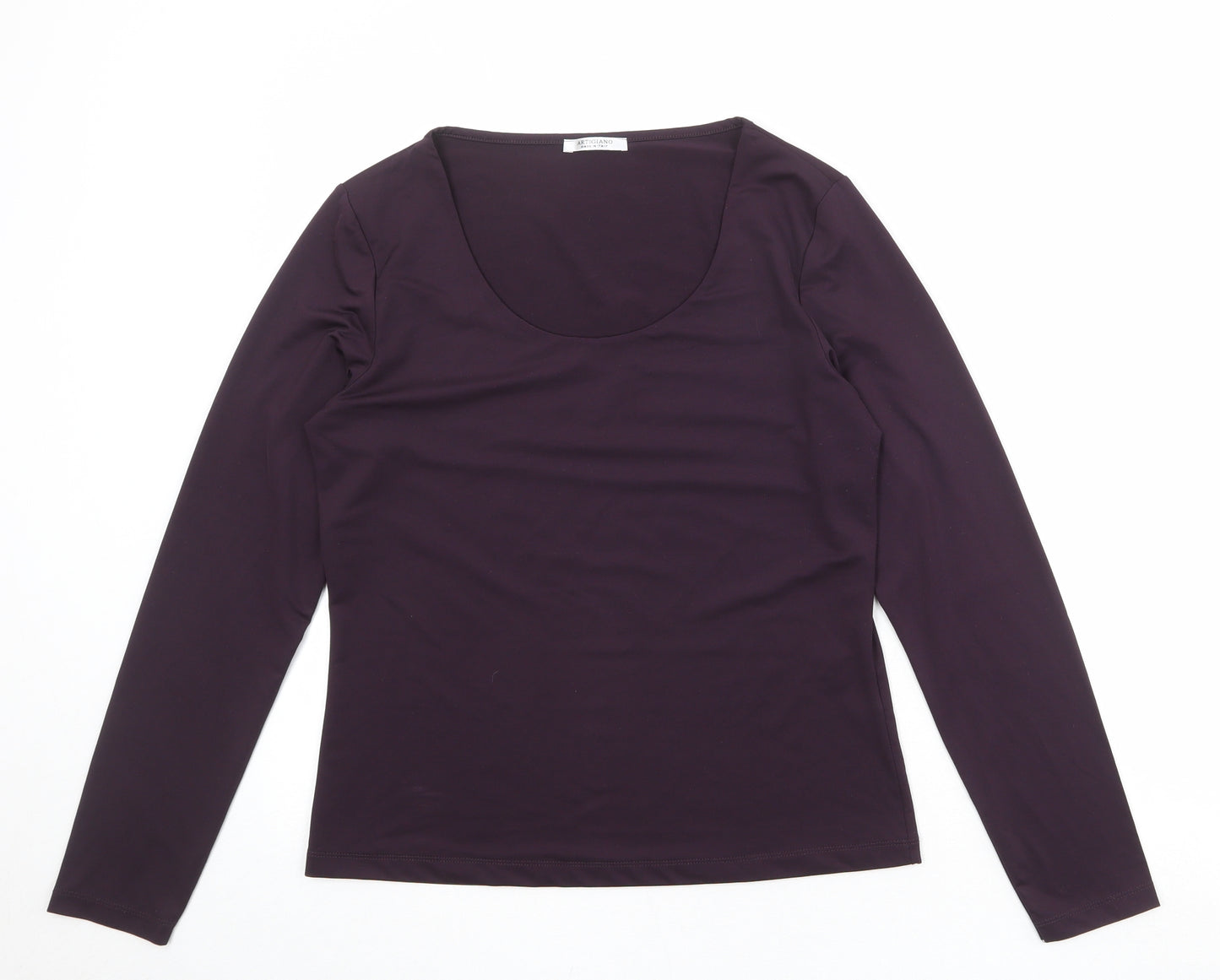 Artigiano Womens Purple Polyester Basic T-Shirt Size 14 Scoop Neck