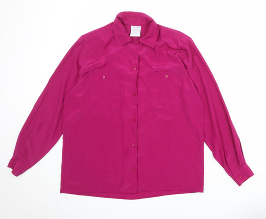 Alexon Womens Purple Polyester Basic Button-Up Size 12 Collared