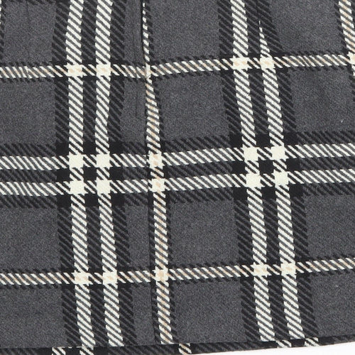 New Look Womens Grey Plaid Polyester A-Line Skirt Size 16 Zip