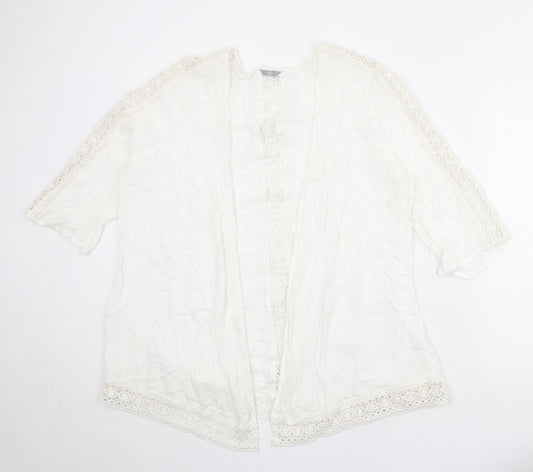 M&Co Womens White Viscose Kimono T-Shirt Size 18 V-Neck - Size 18-20