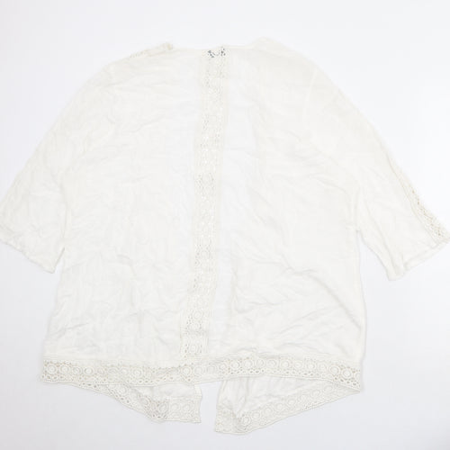 M&Co Womens White Viscose Kimono T-Shirt Size 18 V-Neck - Size 18-20