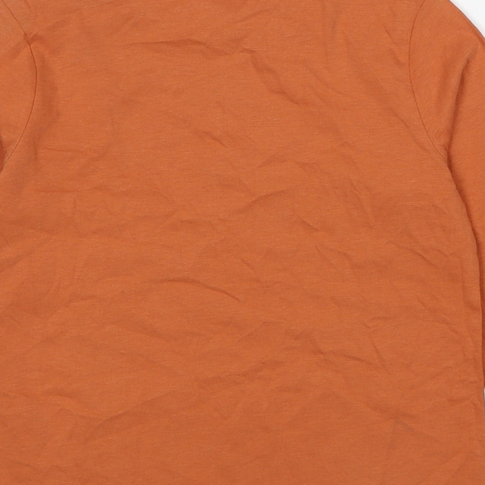 Marks and Spencer Boys Orange Cotton Basic T-Shirt Size 6-7 Years Round Neck Pullover