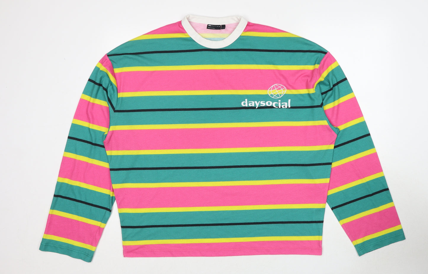 ASOS Mens Multicoloured Striped Polyester Pullover Sweatshirt Size M - Daysocial