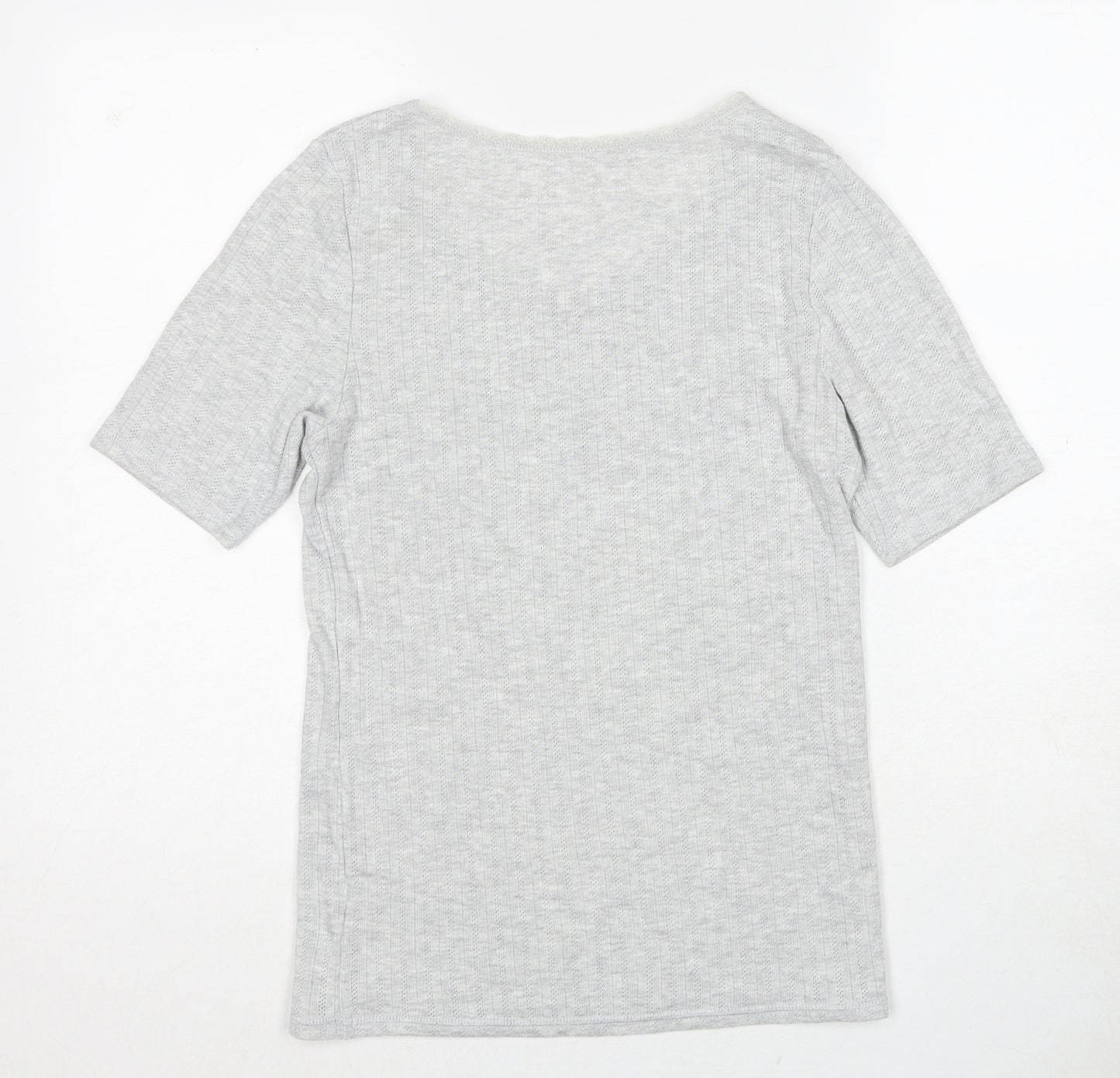 Marks and Spencer Womens Grey Viscose Basic T-Shirt Size 14 Scoop Neck