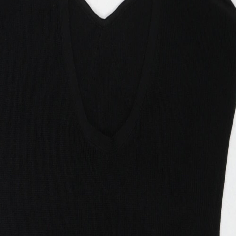 Zara Womens Black Viscose Bodysuit One-Piece Size M Snap