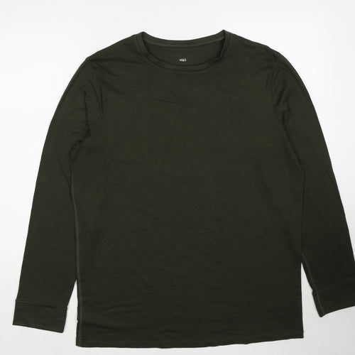 Marks and Spencer Mens Green Acrylic T-Shirt Size XL Crew Neck - Thermal
